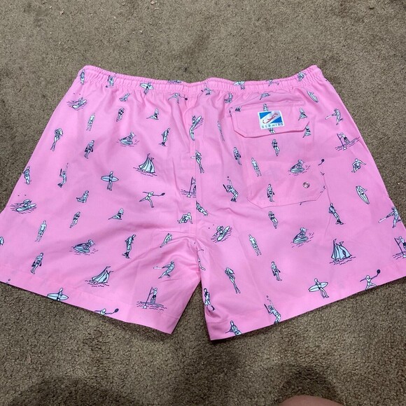 Bermies Men's 6" Stretch Swim Trunks Shorts Mesh Lined Beach Pink NWT Large - Picture 2 of 6